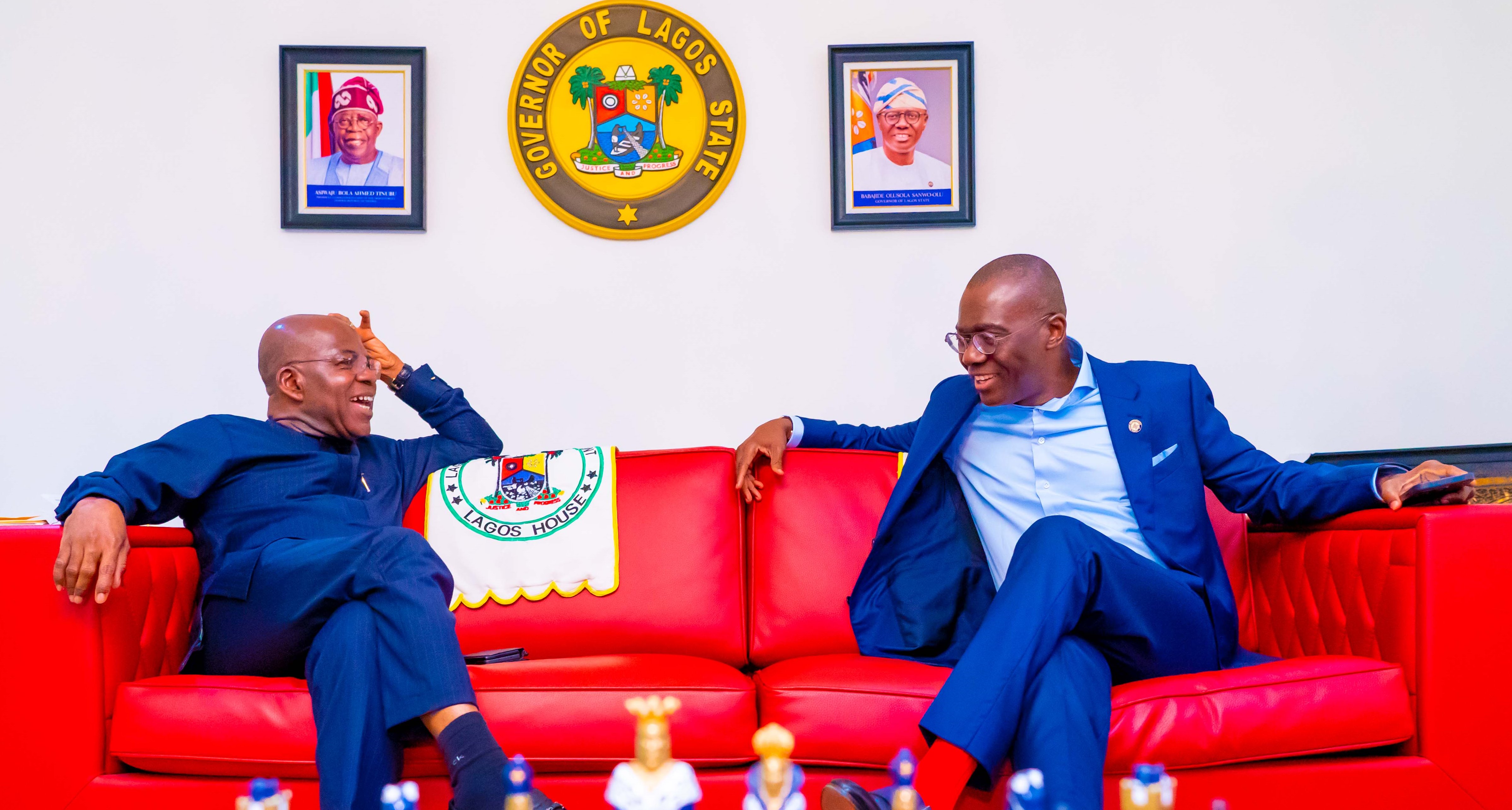 GOV SANWO-OLU RECEIVES GOVERNOR ALEX OTTI OF ABIA STATE AT LAGOS HOUSE, MARINA